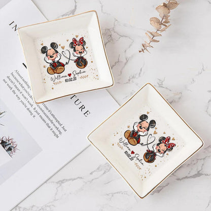 Mouse Ears Couple - Personalized Couple Mouse Jewelry Dish