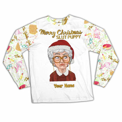 Merry Christmas Slut Puppy - Personalized Christmas Pajamas Set