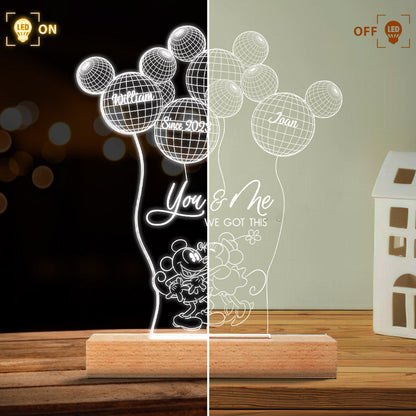 You And Me We Got This - Personalized Couple Mouse Shaped Plaque Light Base