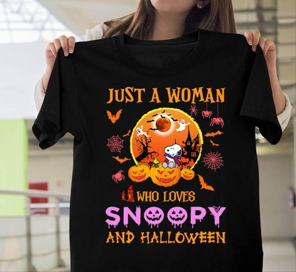 Just A Woman Who Loves Halloween T-shirt and Hoodie 0823