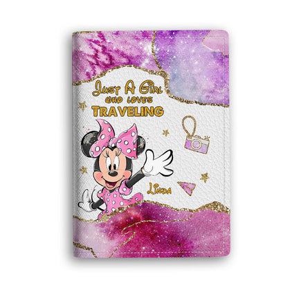 Just A Girl Who Loves - Personalized Mouse Passport Holder