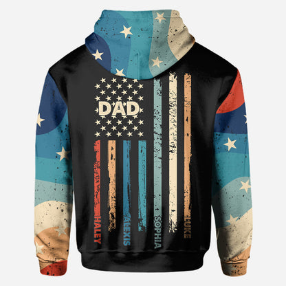 Stars And Stripes - Personalized Independence Day Father All Over T-shirt and Hoodie