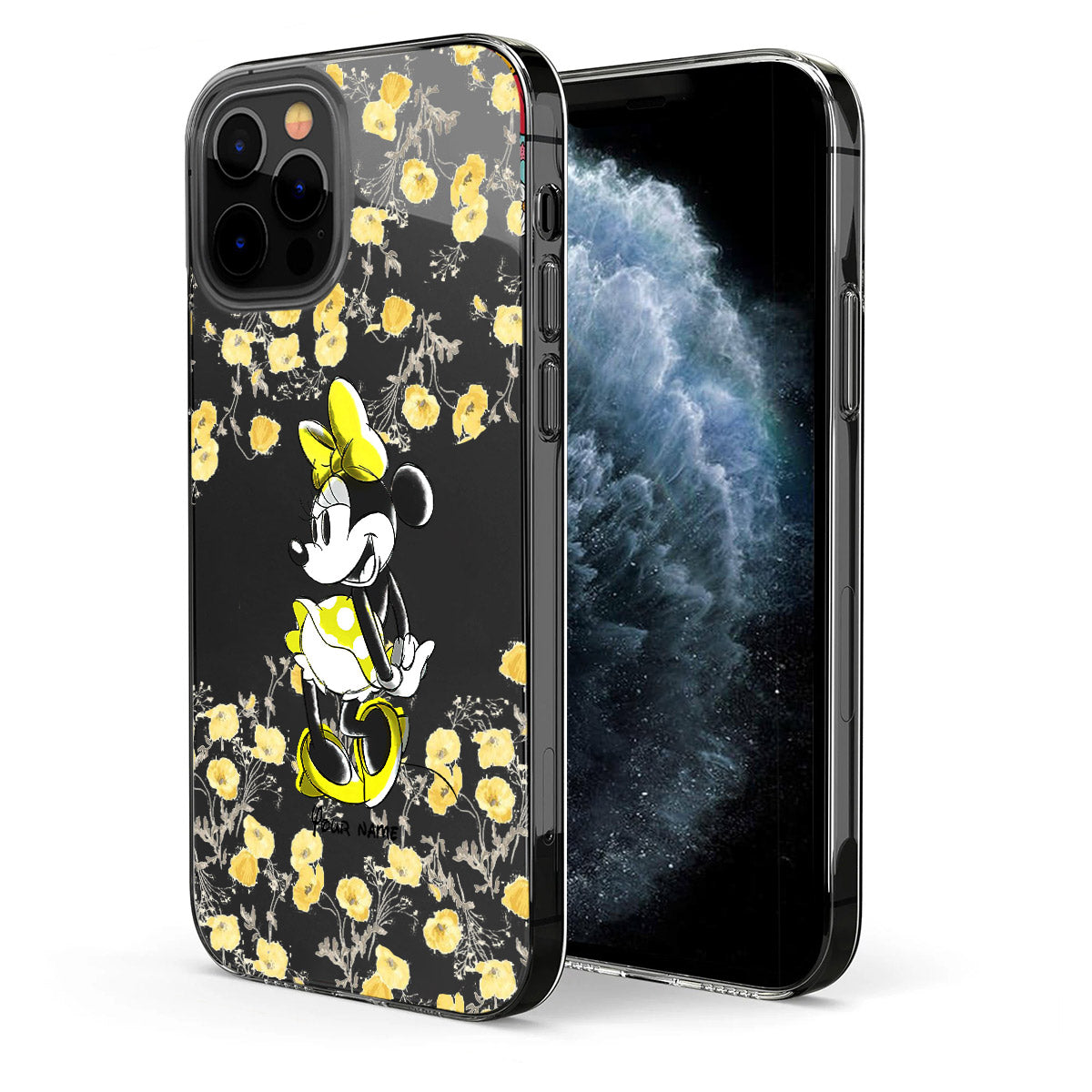 Yellow Floral - Personalized Mouse Clear Phone Case