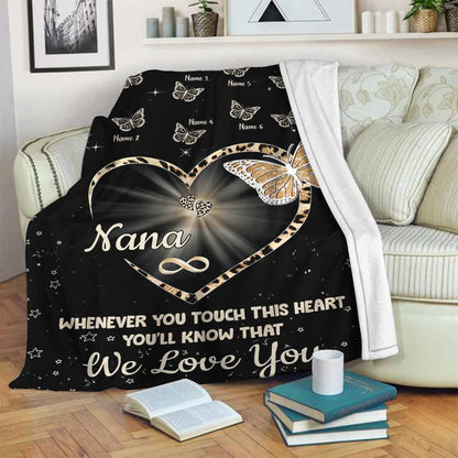Whenever You Touch This Heart - Personalized Mother's Day Grandma Blanket