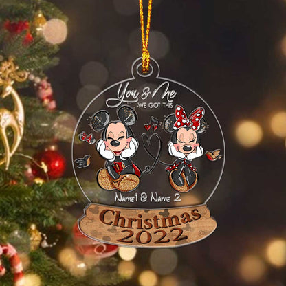 You And Me We Got This Mouse Ears - Personalized Christmas Mouse Layers Mix Ornament