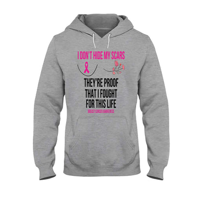 I Don't Hide My Scars - Breast Cancer Awareness T-shirt and Hoodie 102021