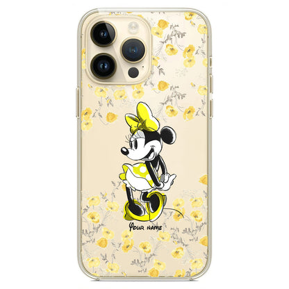 Yellow Floral - Personalized Mouse Clear Phone Case
