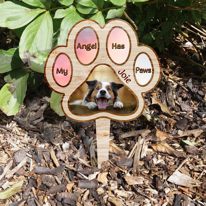 My Angel Has Paws - Personalized Christmas Dog Acrylic Plaque Stake (Printed On 1 Side)