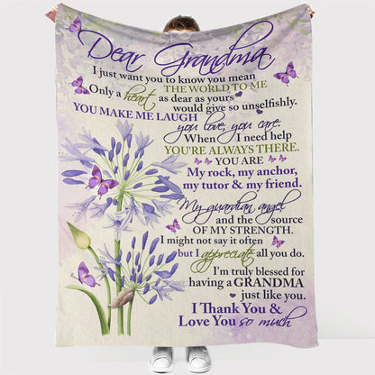 To My Grandma Purple Butterfly From Grandkids To My Grandma I Just Want You To Know Gift For Grandma - Grandma Blanket 0921