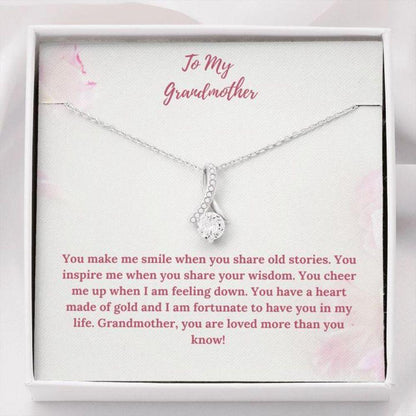 To Grandma Pink Flowers Beauty - Grandma Petite Ribbon Necklace 0921