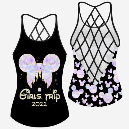 Girls Trip Pink Purple Mouse Ears - Cross Tank Top