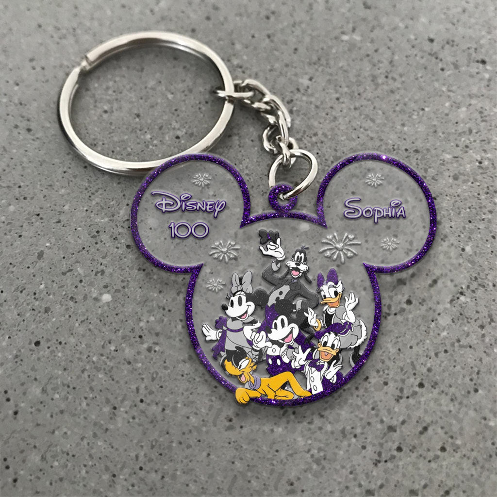 Magical 100th - Personalized Mouse Transparent Keychain