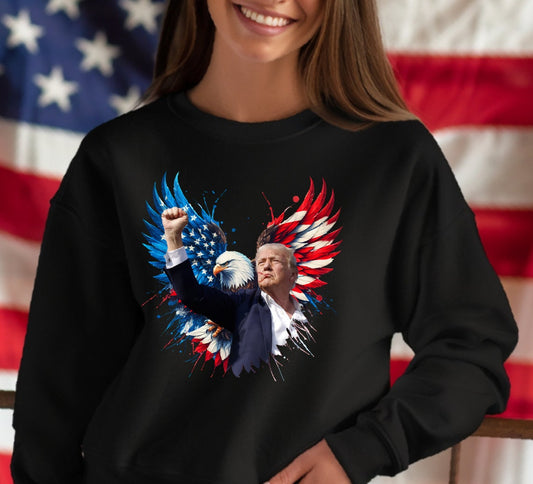 Trump & Eagle 2024 Sweatshirt, Donald Trump Flght Flght Flght T-shirt, Voting Hoodie, Trump Eagle Hoodie T-shirt & Hoodie