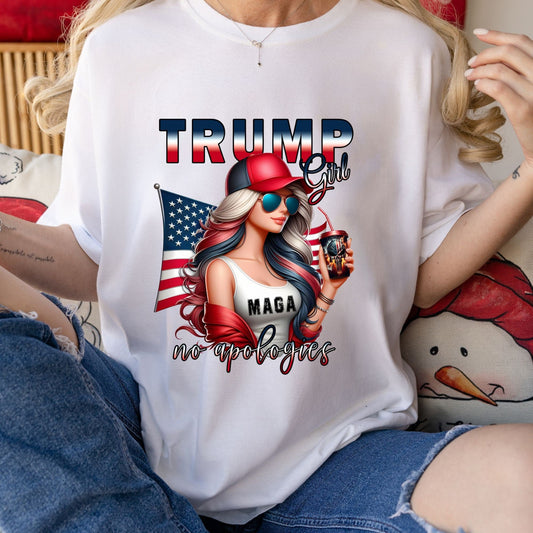 Trump Girl No Apologies Tshirt, Make America Great Again Shirt, American Woman Shirt, Maga 2024 Shirt, Trump Support Gifts T-shirt & Hoodie