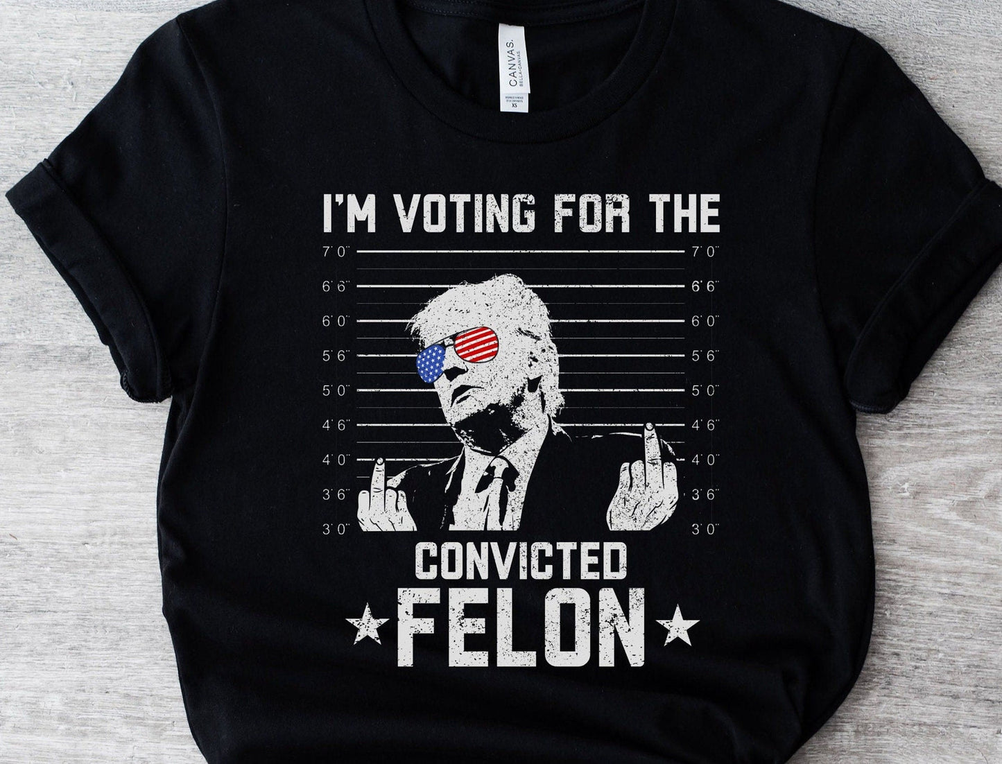 I'm Voting For The Convicted FeI0n American Flag Trump Funny Political T-Shirt Graphic Tee Election Humor Satire Shirt T-shirt & Hoodie