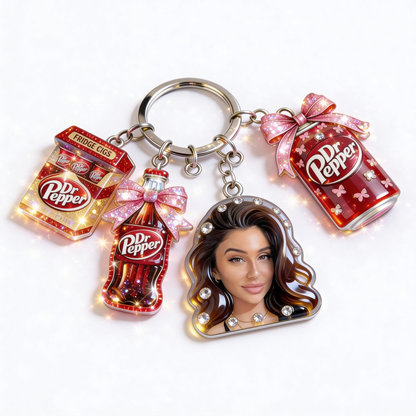 Coquette Dr Pepper Soda Lover - Personalized Texas Drink Premium Keychain With Charms