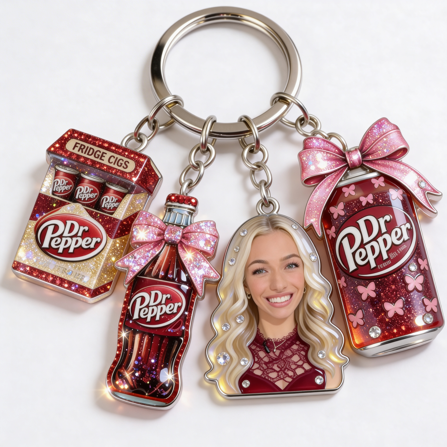 Coquette Dr Pepper Soda Lover - Personalized Texas Drink Premium Keychain With Charms