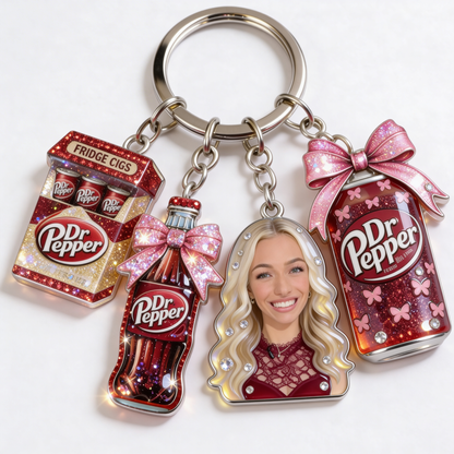 Coquette Dr Pepper Soda Lover - Personalized Texas Drink Premium Keychain With Charms