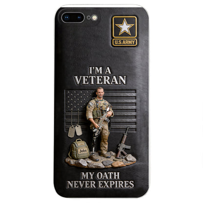 Military Hero - Personalized Veteran 3D Embossed Leather Phone Case
