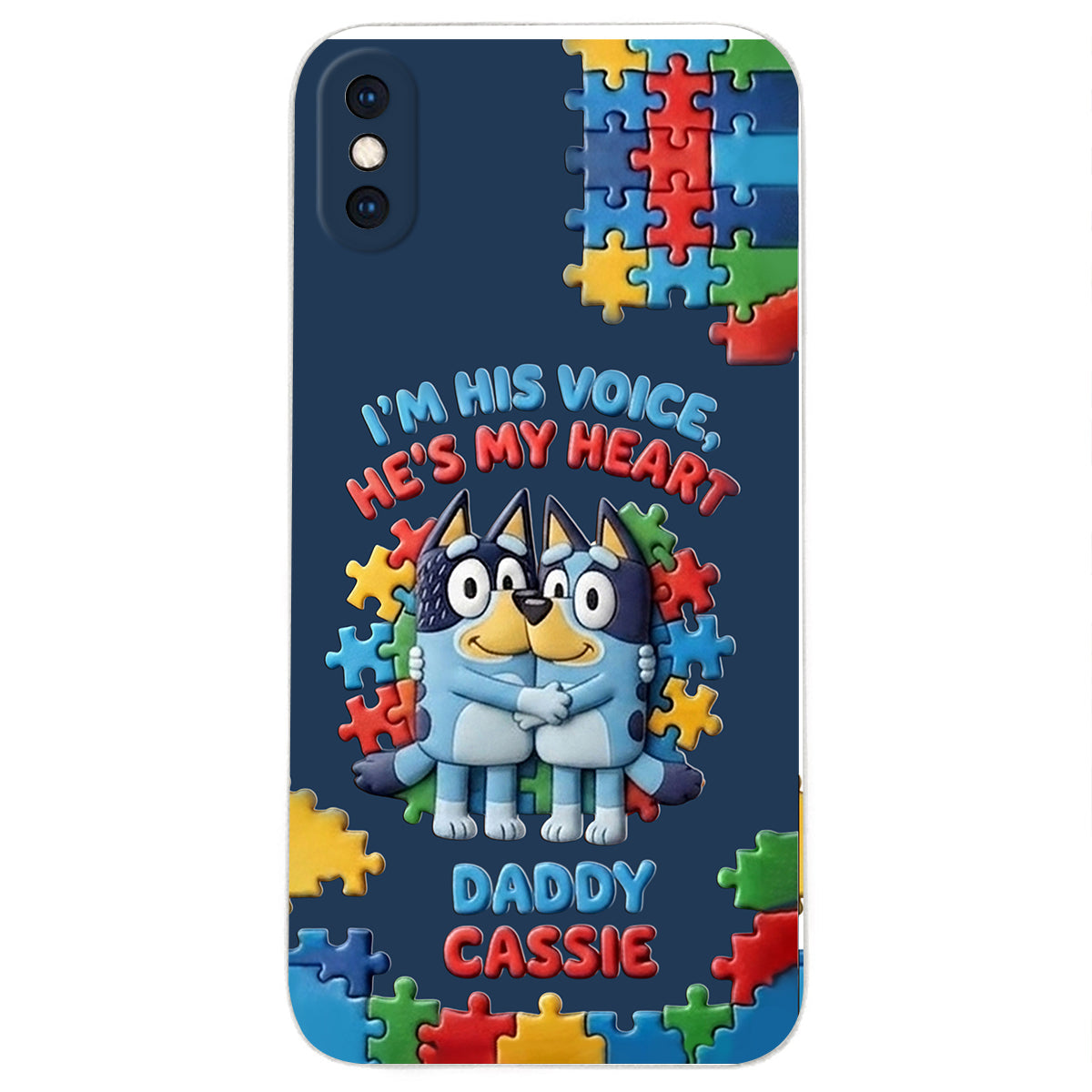 I'm His Voice - Personalized Autism Awareness 3D Embossed Leather Phone Case