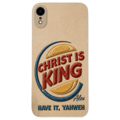 Christ Is King - Personalized Christian Classic Cap & Leather Phone Case