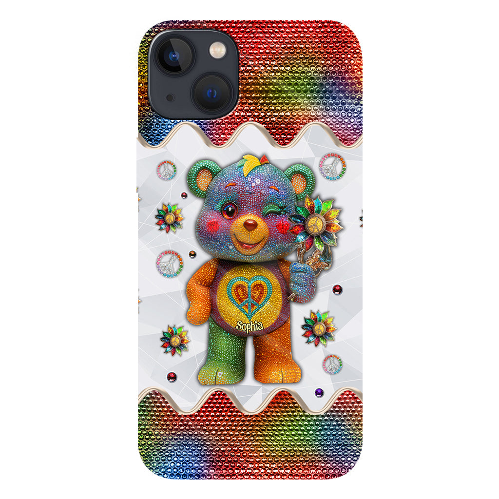 Peace Bear - Personalized Hippie Full Print Phone Case