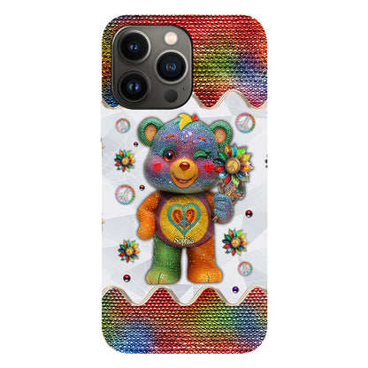 Peace Bear - Personalized Hippie Full Print Phone Case