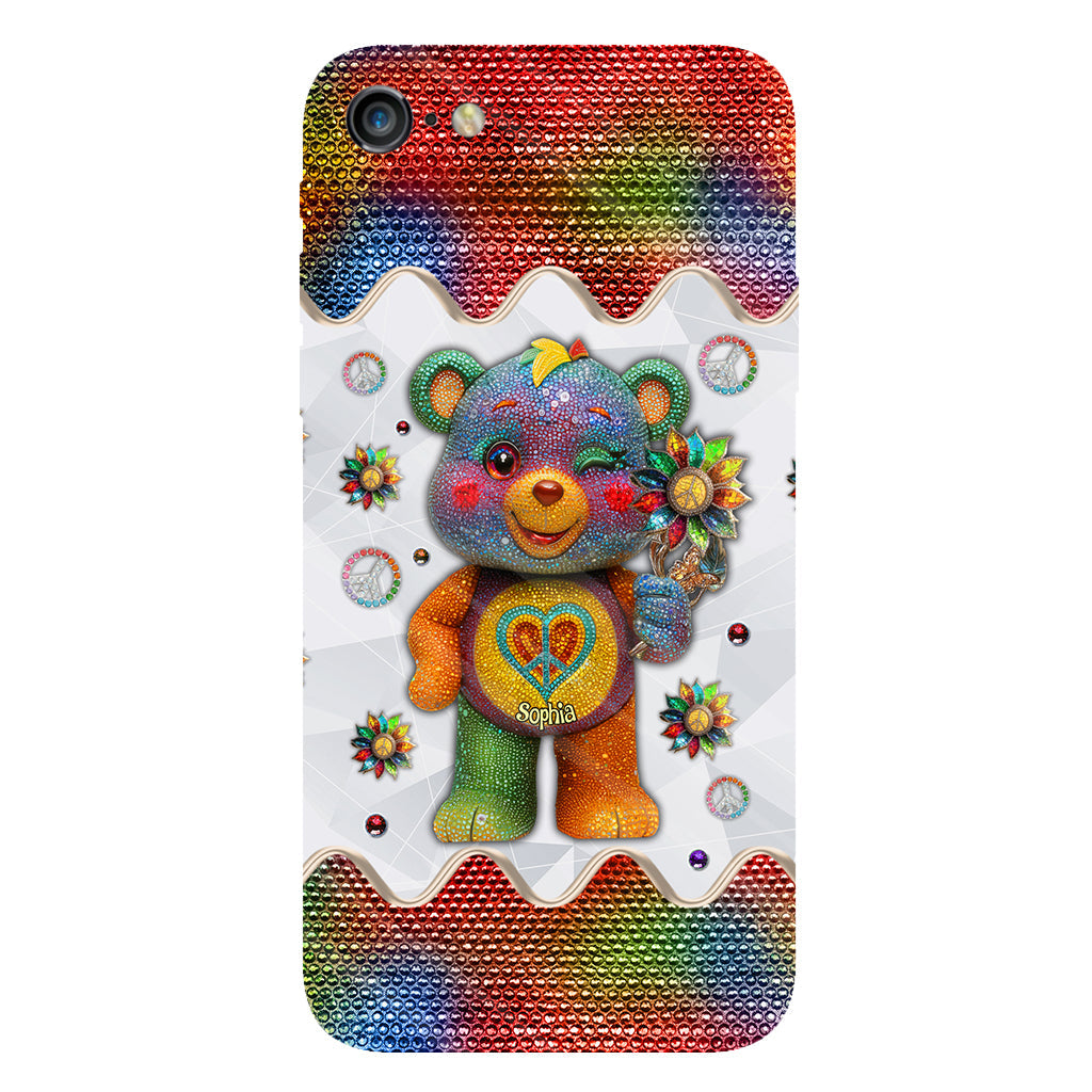 Peace Bear - Personalized Hippie Full Print Phone Case