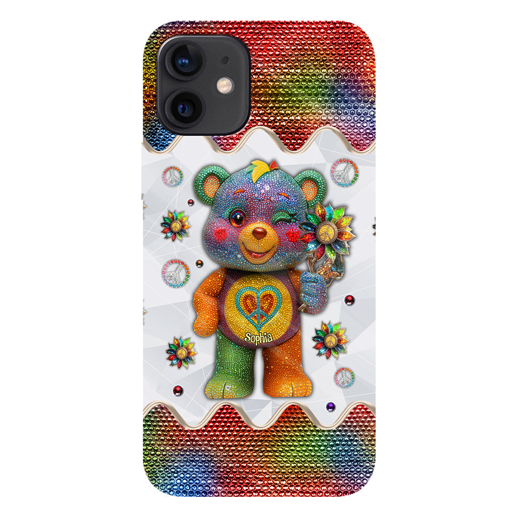 Peace Bear - Personalized Hippie Full Print Phone Case