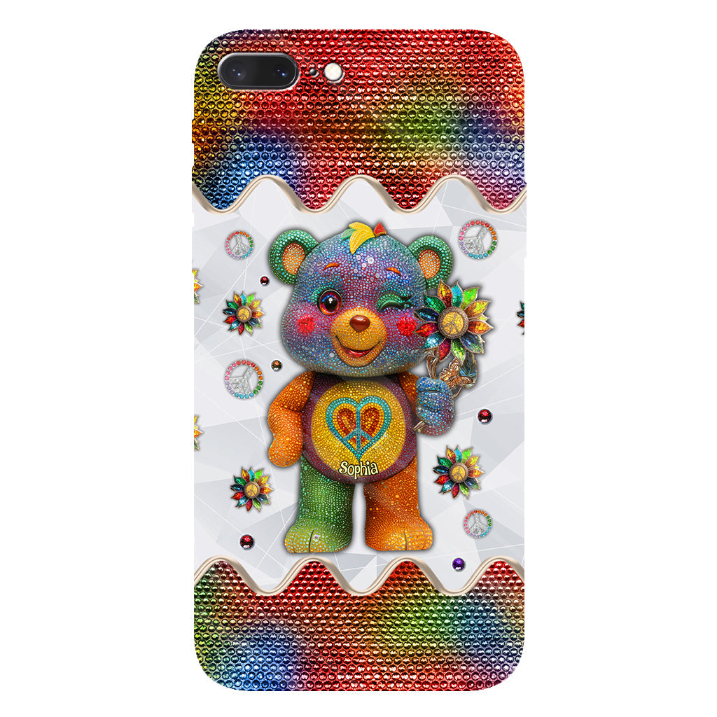 Peace Bear - Personalized Hippie Full Print Phone Case