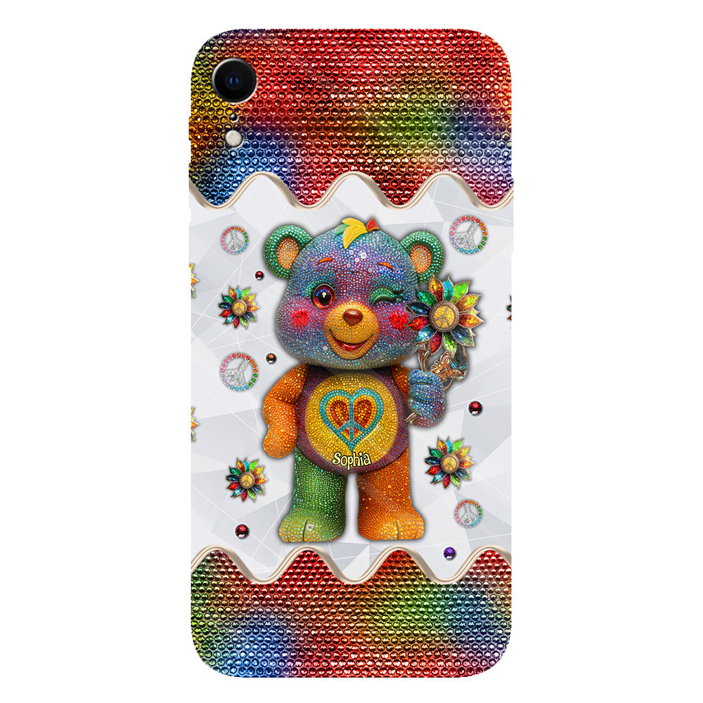 Peace Bear - Personalized Hippie Full Print Phone Case
