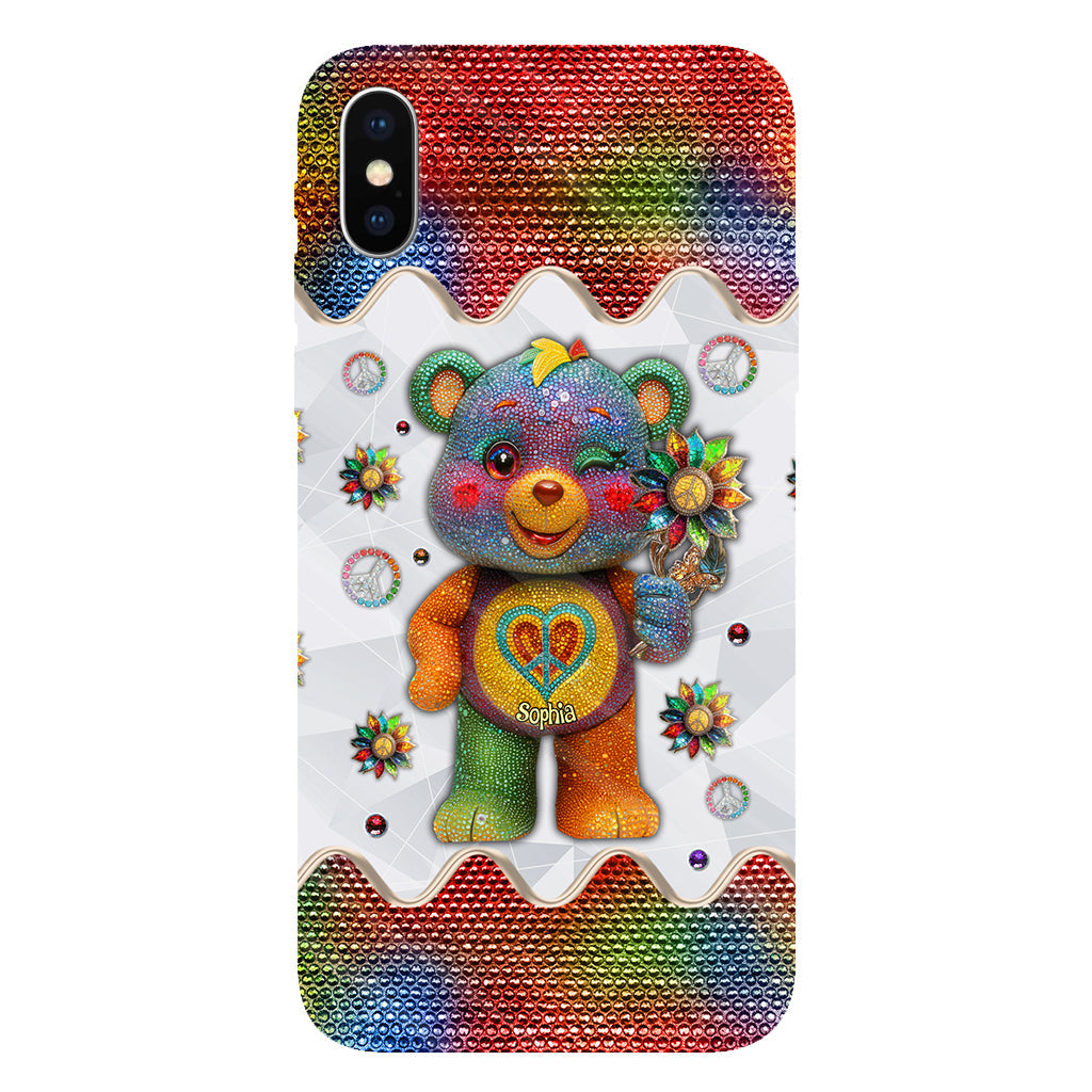Peace Bear - Personalized Hippie Full Print Phone Case