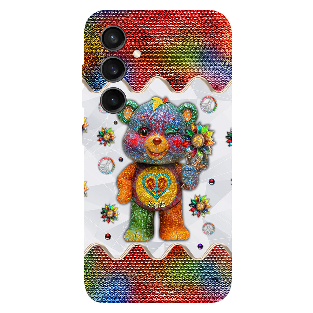 Peace Bear - Personalized Hippie Full Print Phone Case