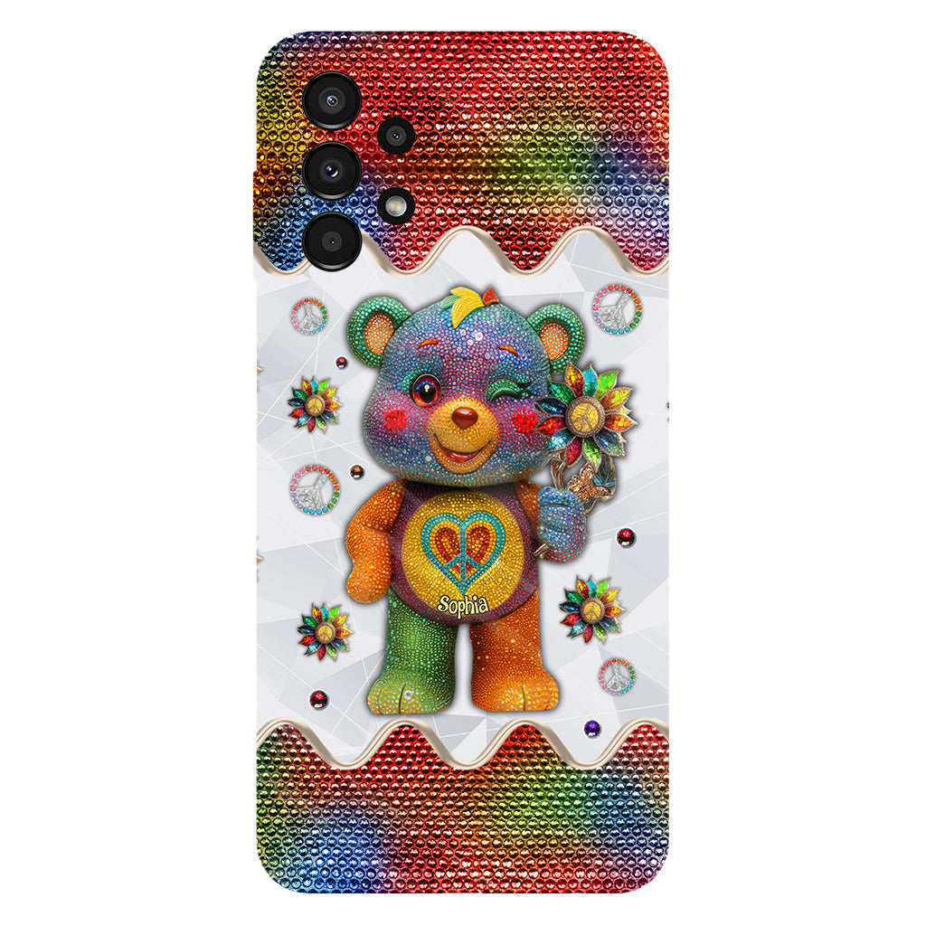 Peace Bear - Personalized Hippie Full Print Phone Case