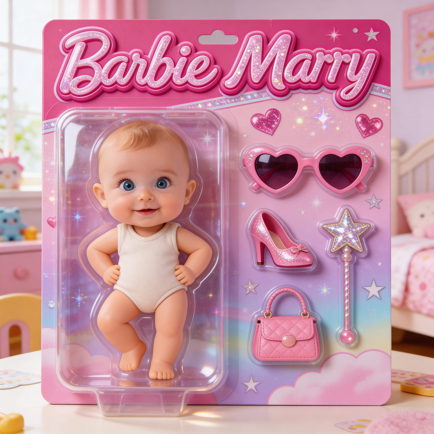 Pretty Doll-style, Gift for Girl - Personalized Kid Custom Shaped Acrylic Plaque