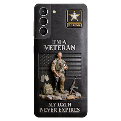 Military Hero - Personalized Veteran 3D Embossed Leather Phone Case