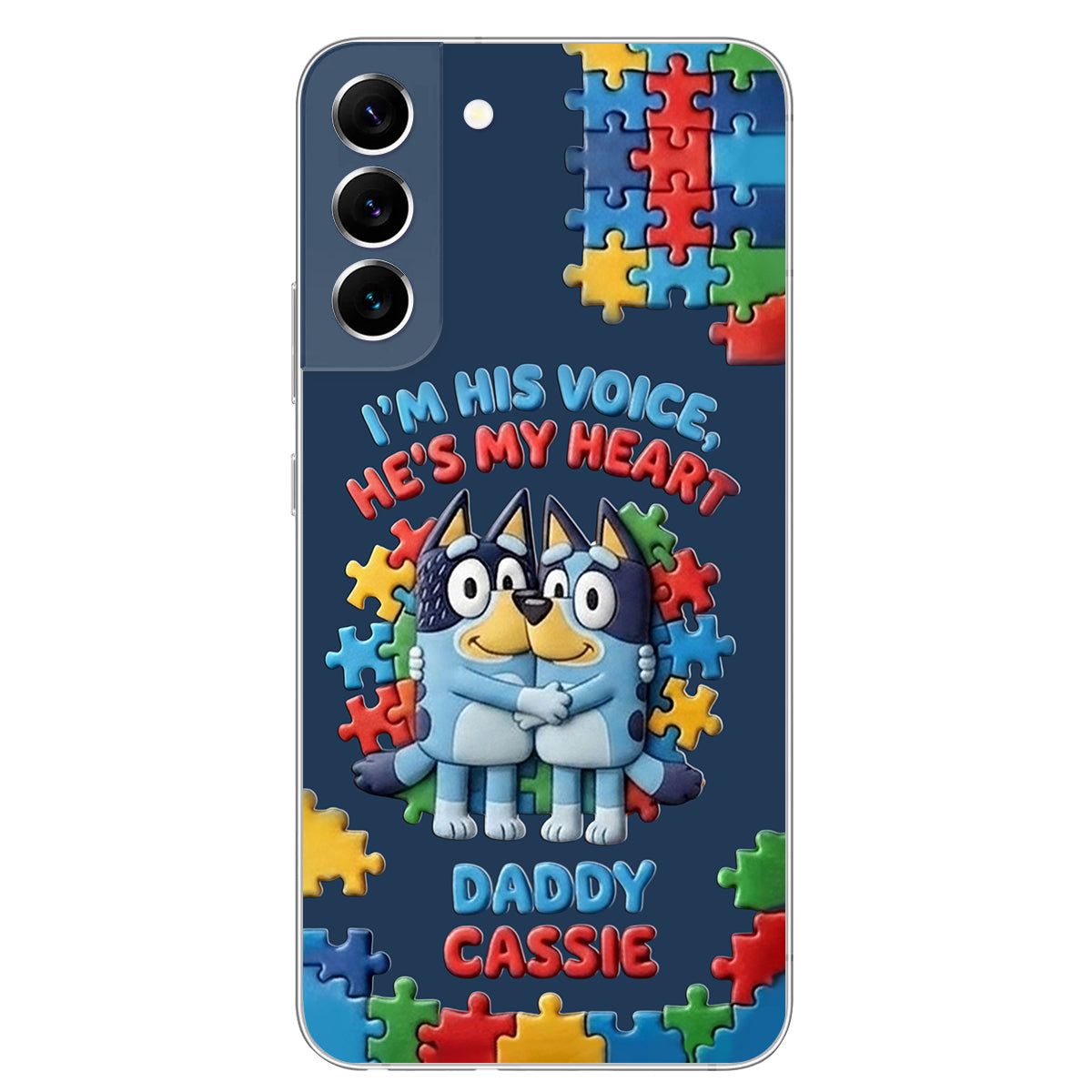 I'm His Voice - Personalized Autism Awareness 3D Embossed Leather Phone Case