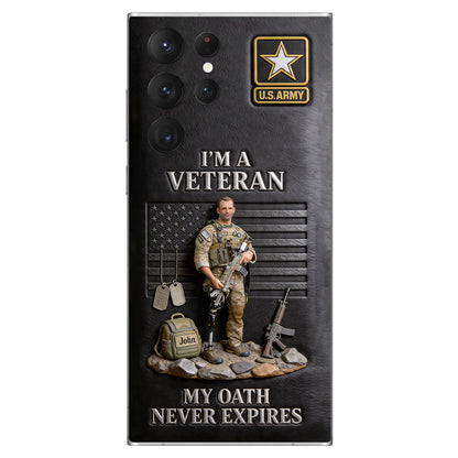 Military Hero - Personalized Veteran 3D Embossed Leather Phone Case