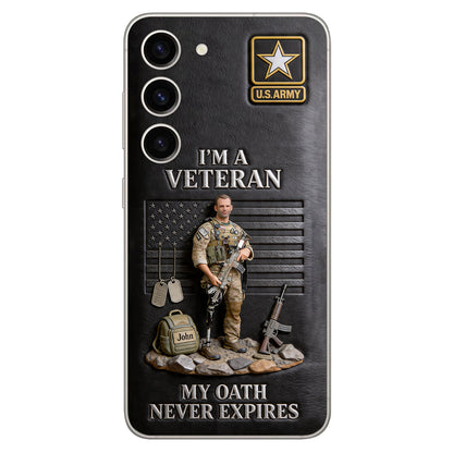 Military Hero - Personalized Veteran 3D Embossed Leather Phone Case