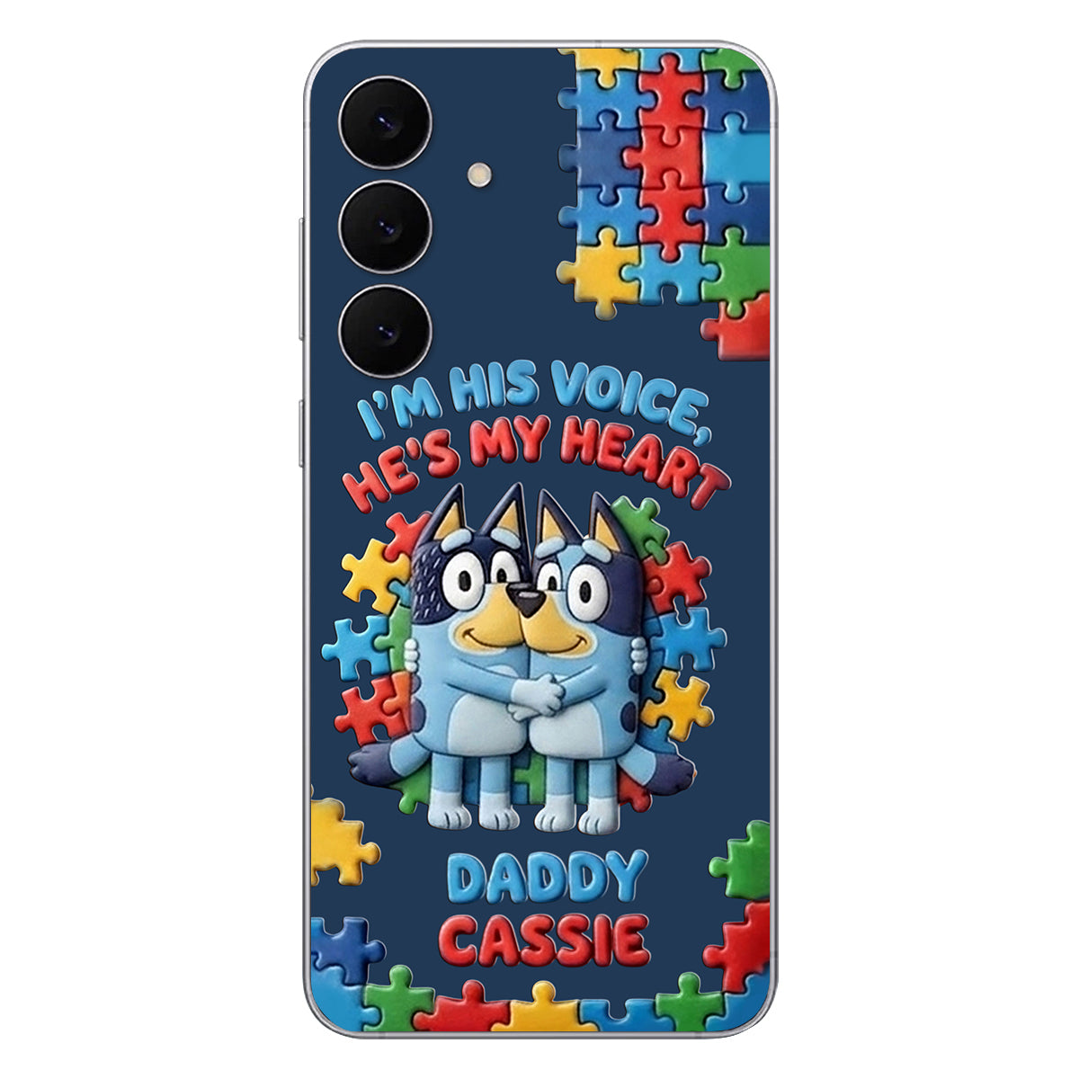 I'm His Voice - Personalized Autism Awareness 3D Embossed Leather Phone Case