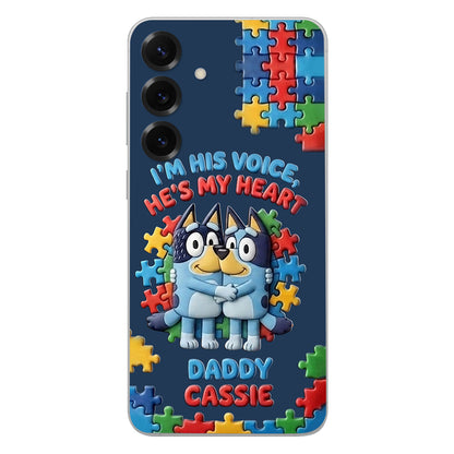 I'm His Voice - Personalized Autism Awareness 3D Embossed Leather Phone Case