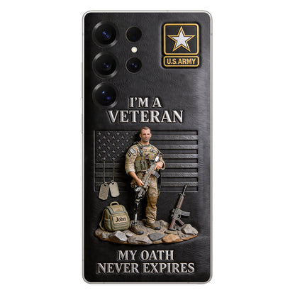 Military Hero - Personalized Veteran 3D Embossed Leather Phone Case