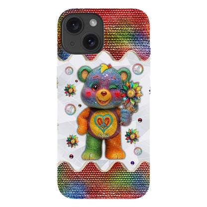 Peace Bear - Personalized Hippie Full Print Phone Case