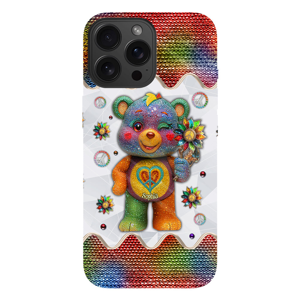 Peace Bear - Personalized Hippie Full Print Phone Case