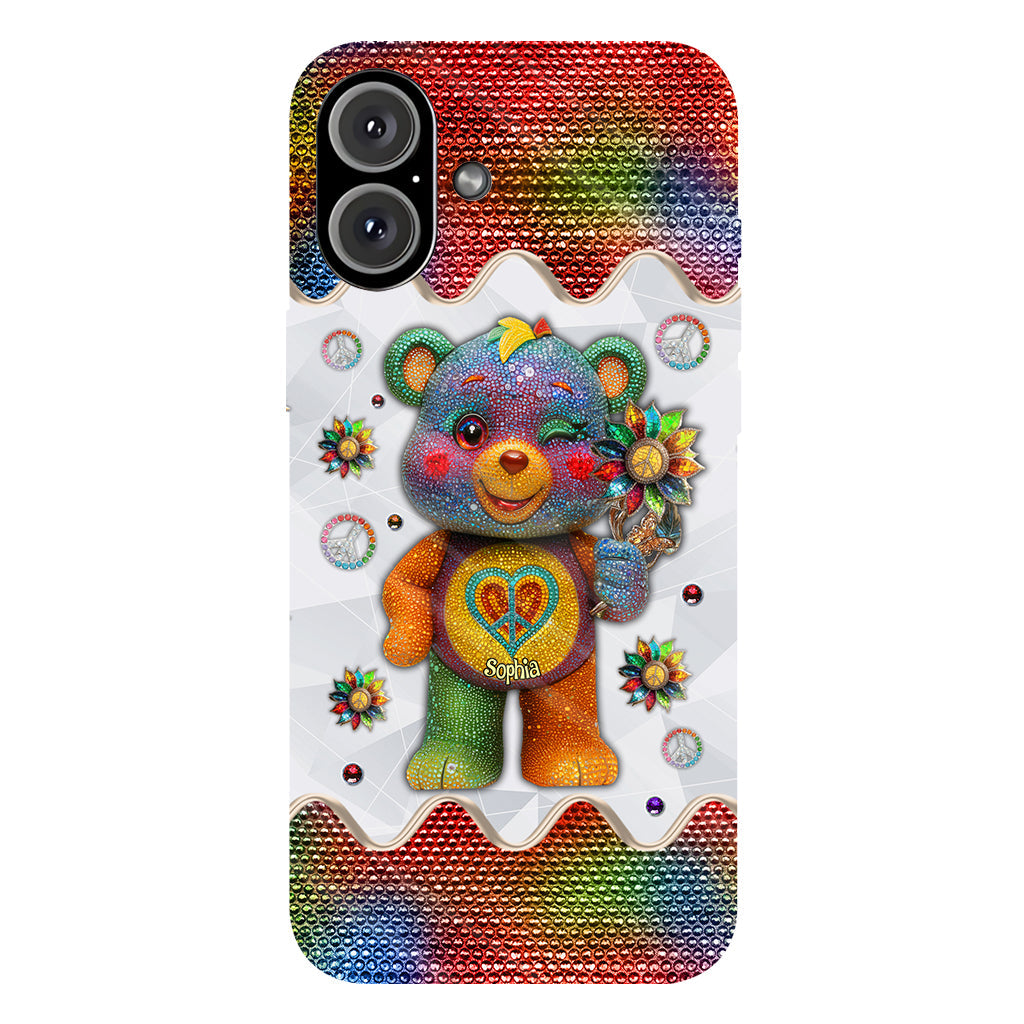 Peace Bear - Personalized Hippie Full Print Phone Case