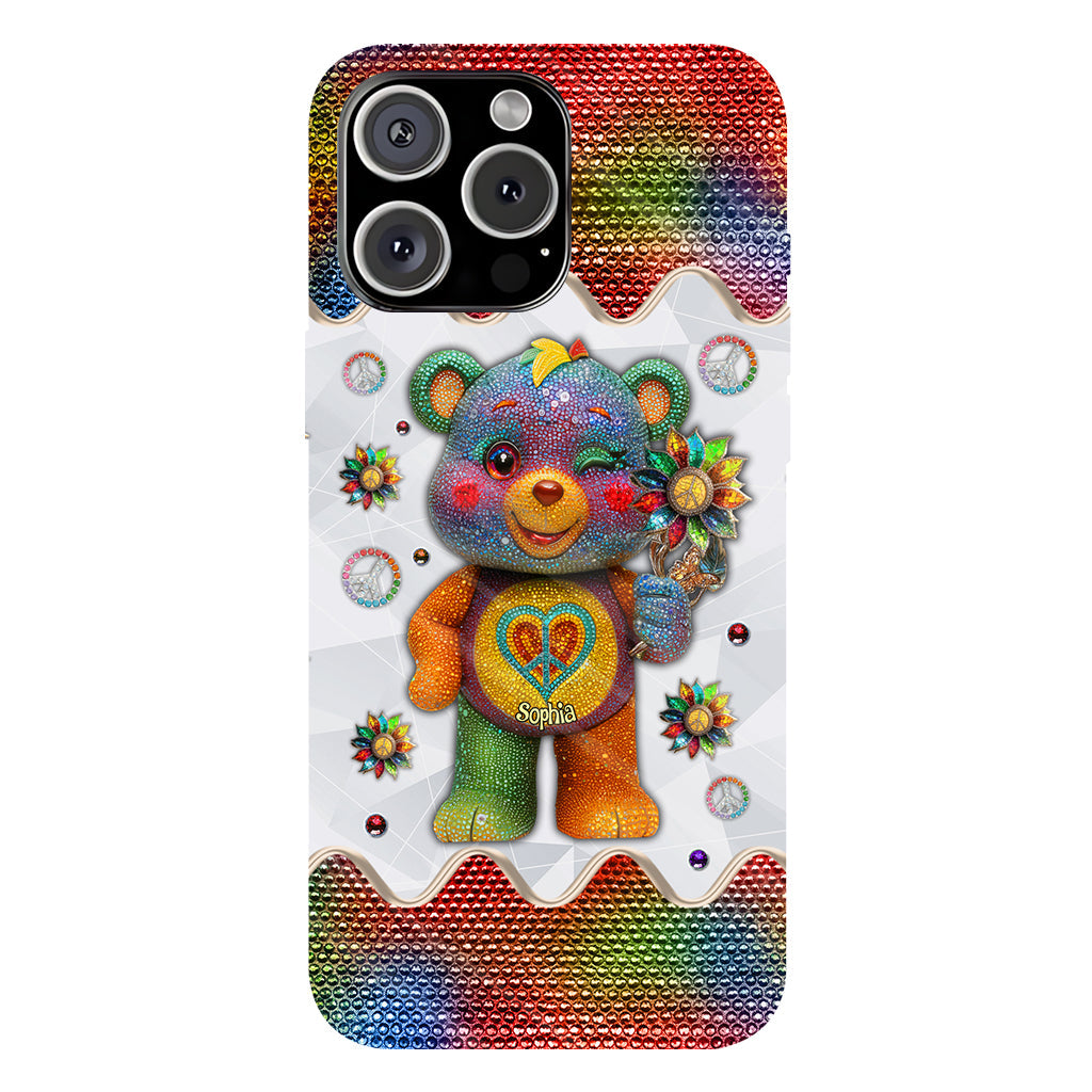 Peace Bear - Personalized Hippie Full Print Phone Case