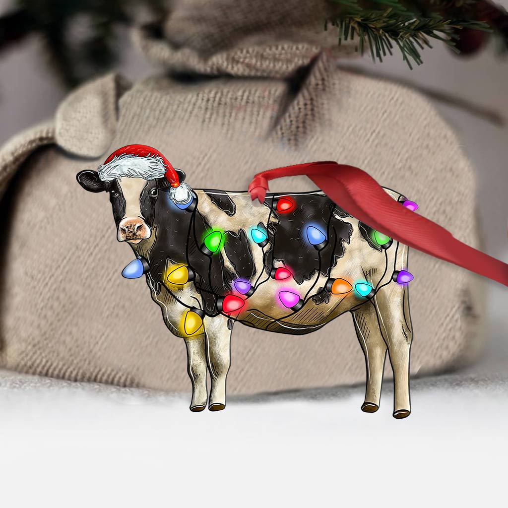 Cow Christmas Lights - Cow Ornament (Printed On Both Sides) 1022