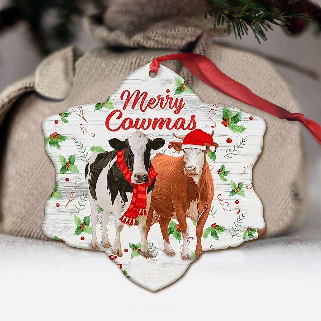Merry Cowmas - Cow Ornament (Printed On Both Sides) 1122