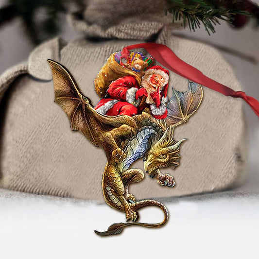Santa Claus And Dragon - Dragon Ornament (Printed On Both Sides) 1022