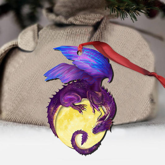 Dragon On The Moon - Dragon Ornament (Printed On Both Sides) 1122